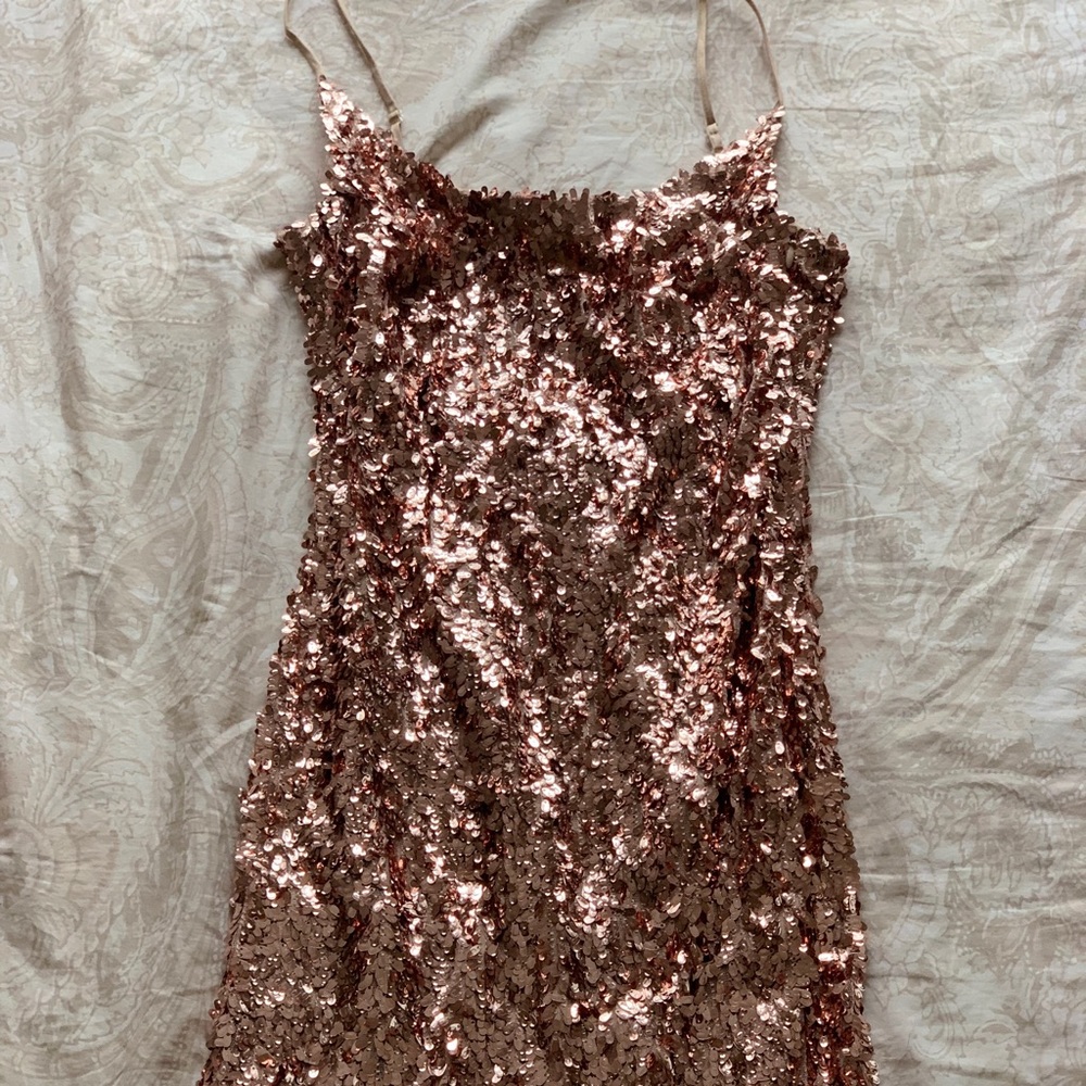 Rose gold sequin party dress